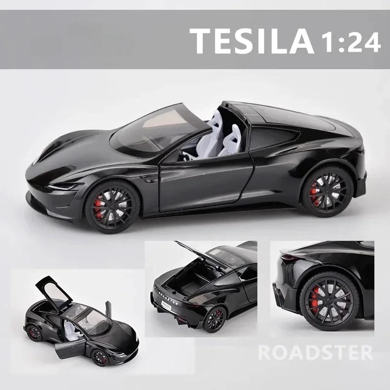 bntfg6 1:24 Scale Alloy Tesla Roadster Sport Car Model Diecast Metal Toy Vehicles Convertible Car Toy Boy Gift Collective Home Decor