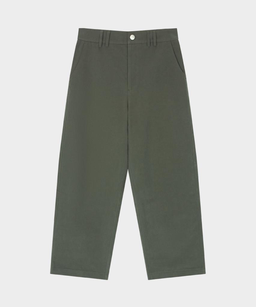 HONO REPORT Washed Wide Cotton Pants_Khaki