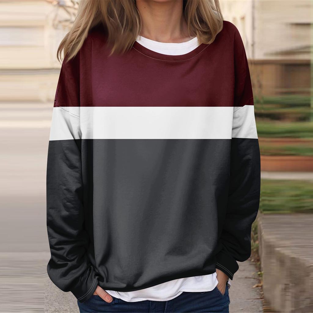 Женская повседневная модная винтажная печатная толстовка с длинным рукавом и круглым вырезом, многослойный пуловер