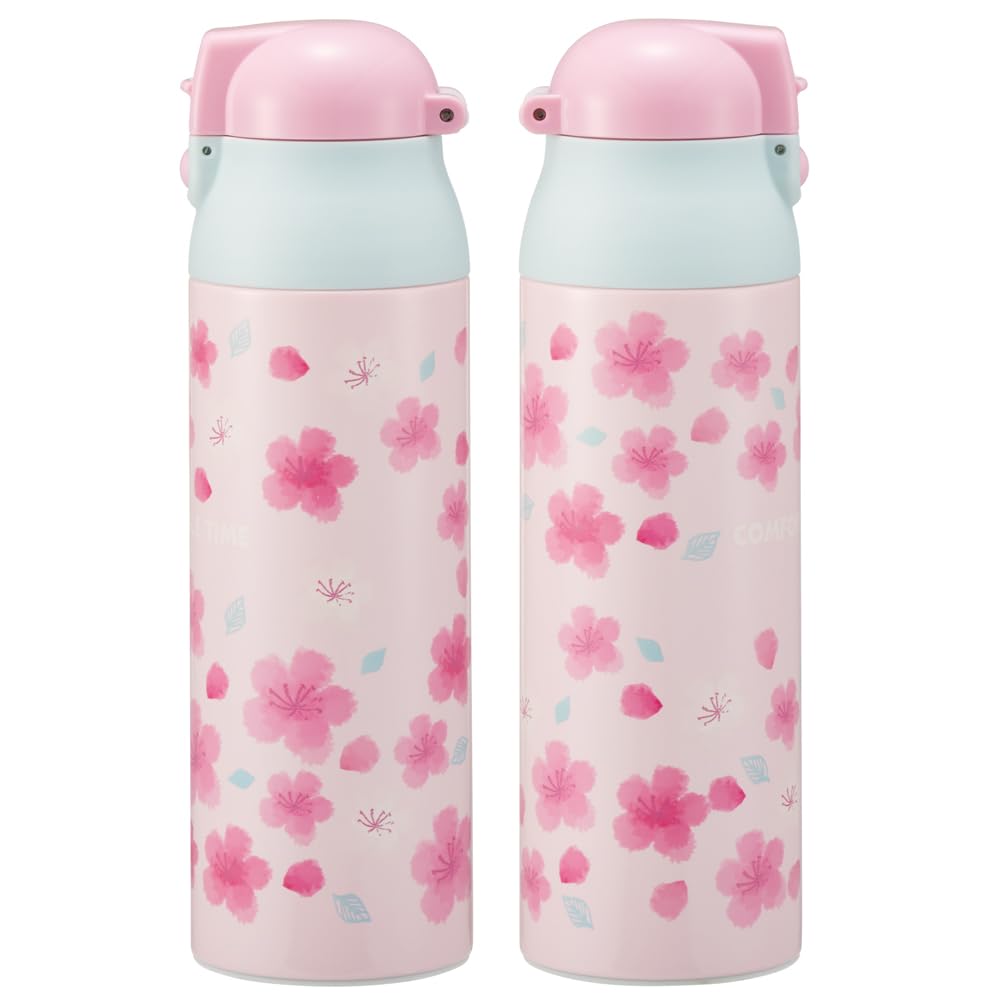 Skater Mug Bottle, Cherry Blossom Pattern, Comfortable, 500ml, Insulated, Stainless Steel Water Bottle, SDPC5-A
