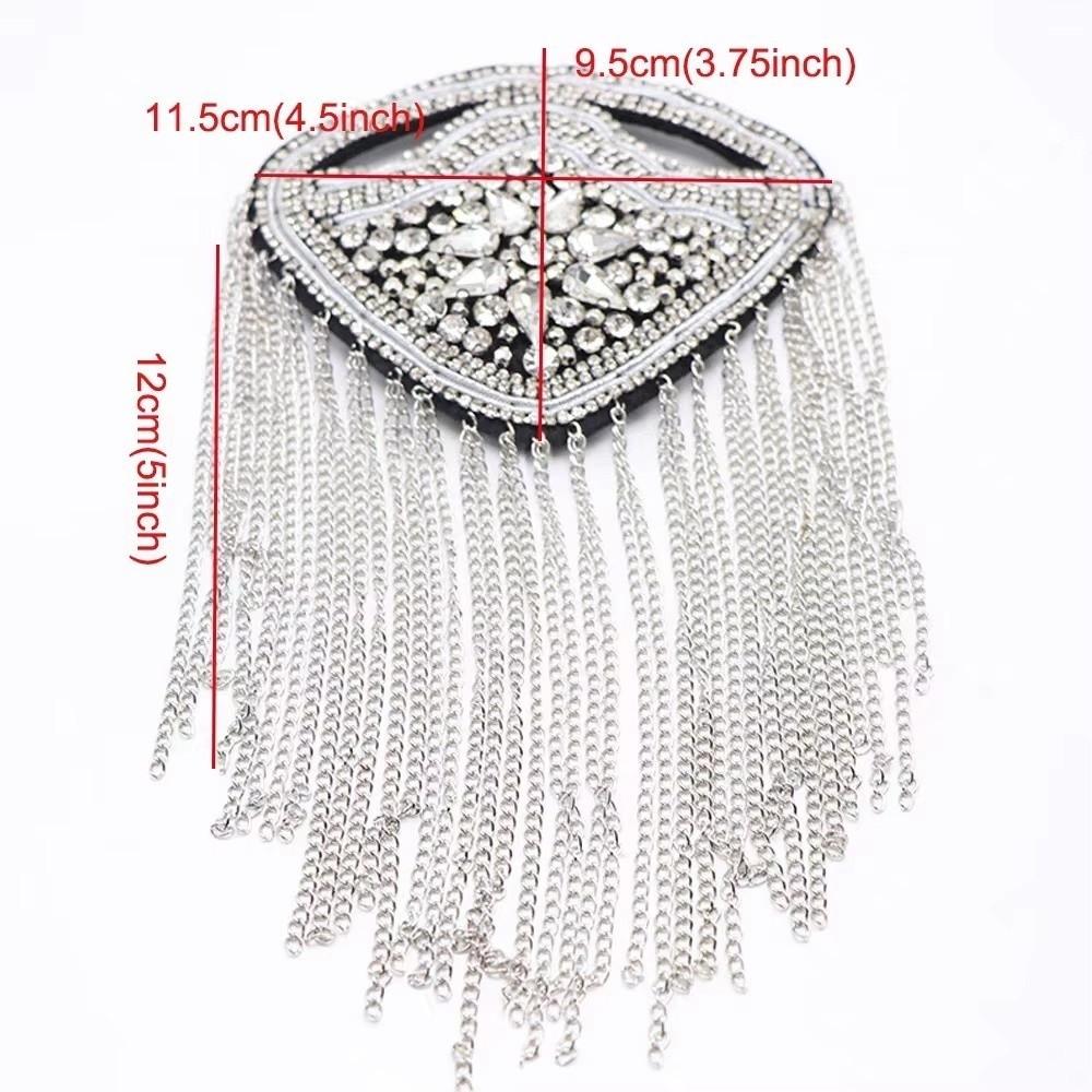 1PC Beaded Decoration Tassel Epaulette Sparkling Shoulder Brooch Pin Clothing Decoration