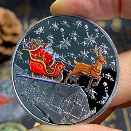 Портативная коллекционная монета с рождественской атмосферой, элемент металлического узора, монета, подарок для дома