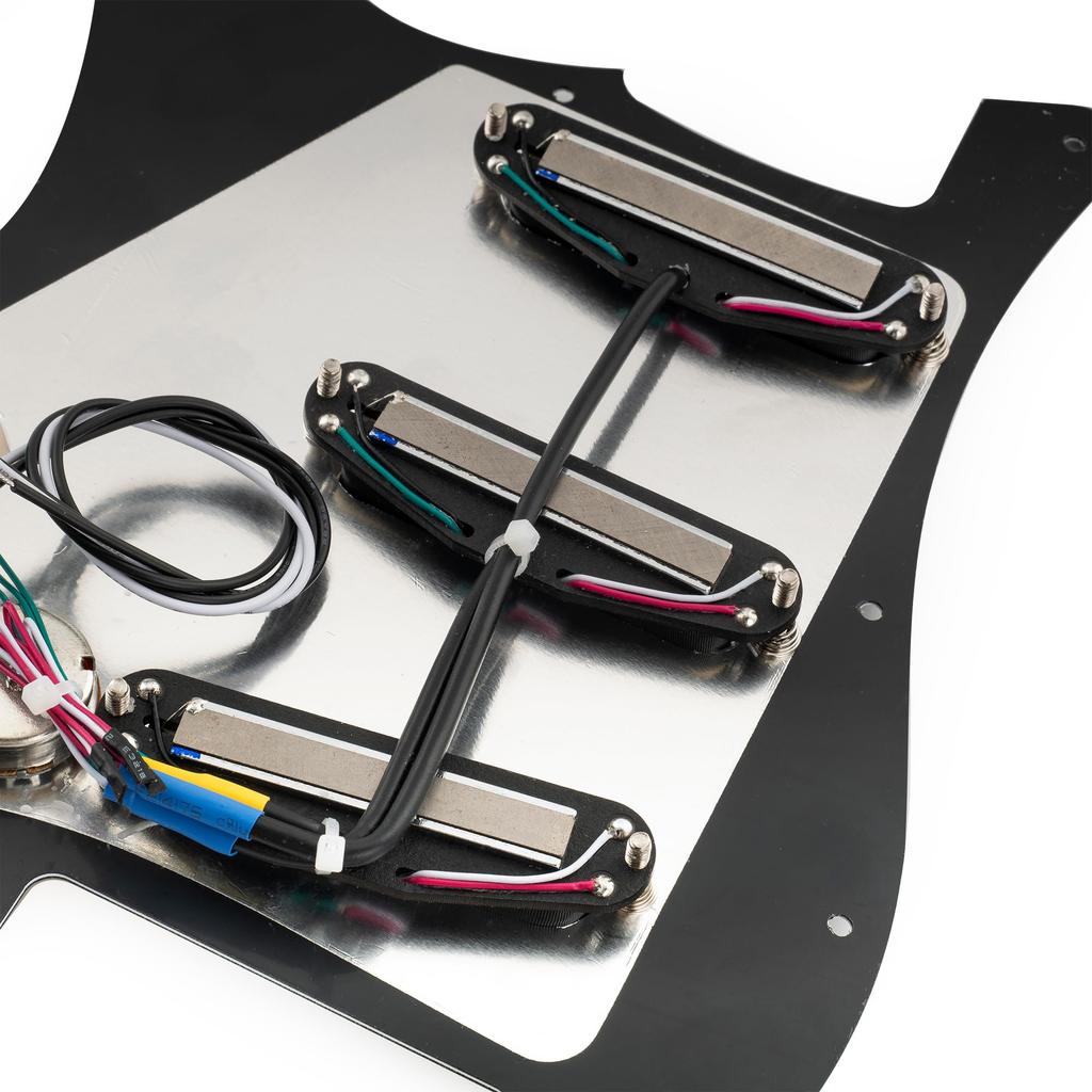 Musiclily Pro-SE ST-DPHA SSS Pre-Wired Pickguard with Alnico 5 Single-Coil Size Humbuckers for Strat Electric Guitar Black Zebra Pickups
