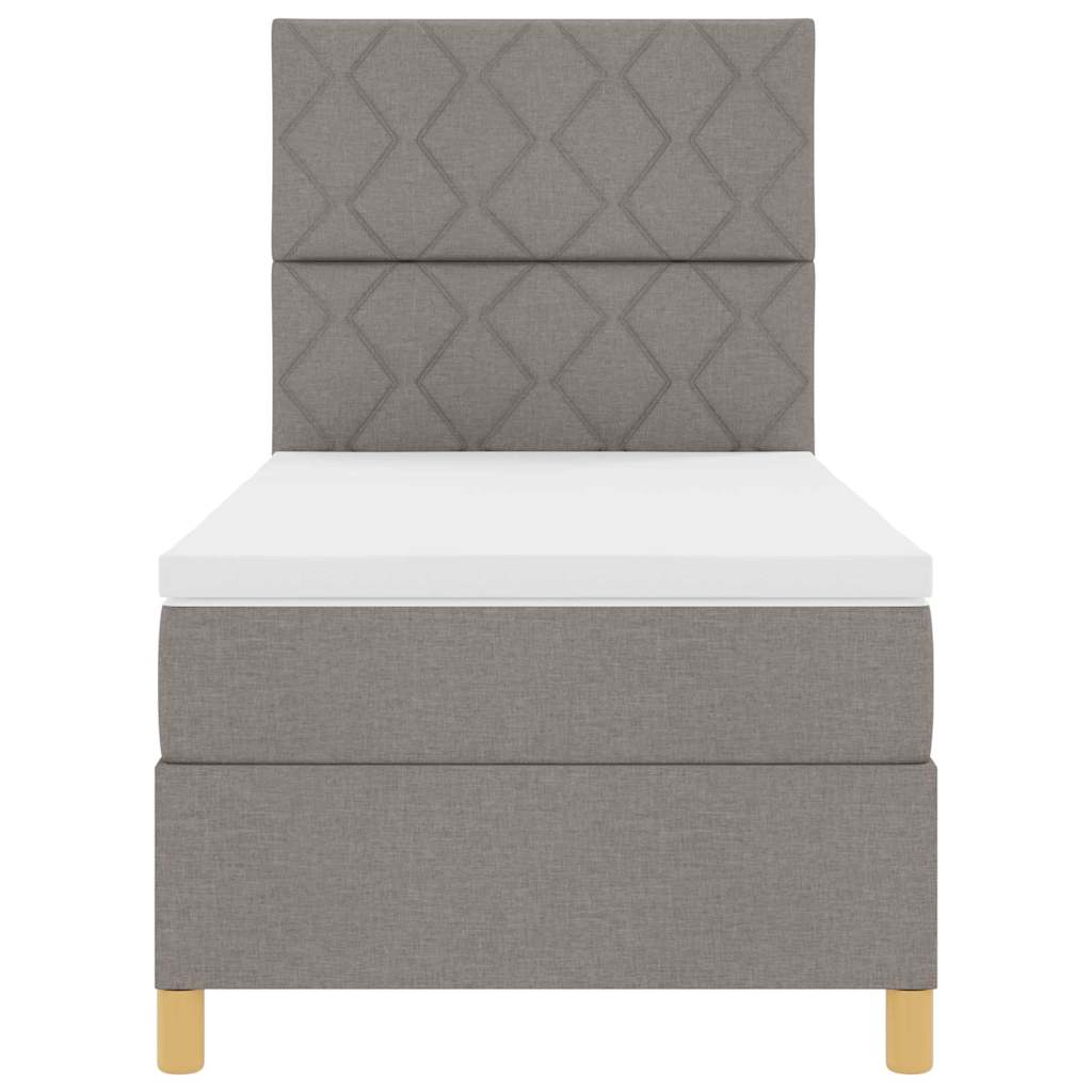 LED Box Spring Bed with Headboard Taupe 90 x 190 cm Fabric