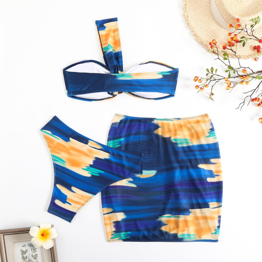 Летние женские купальники, сетчатые купальники с принтом тай-дай, раздельные купальники, бикини, пляжная одежда, купальные костюмы