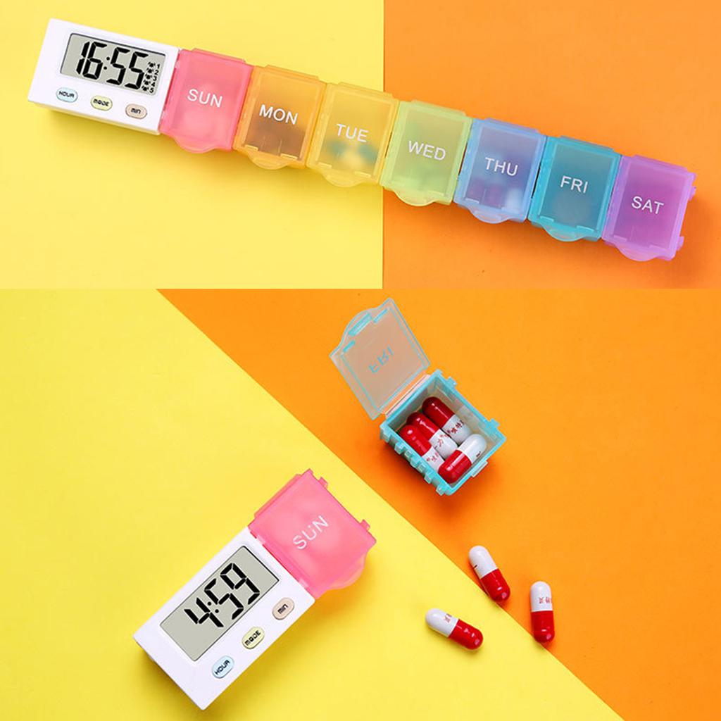 Dust proof Separated Pill Organizer Pill Box Case Electronic Timer Alarm Clock Reminder Medicine Storage Dispenser
