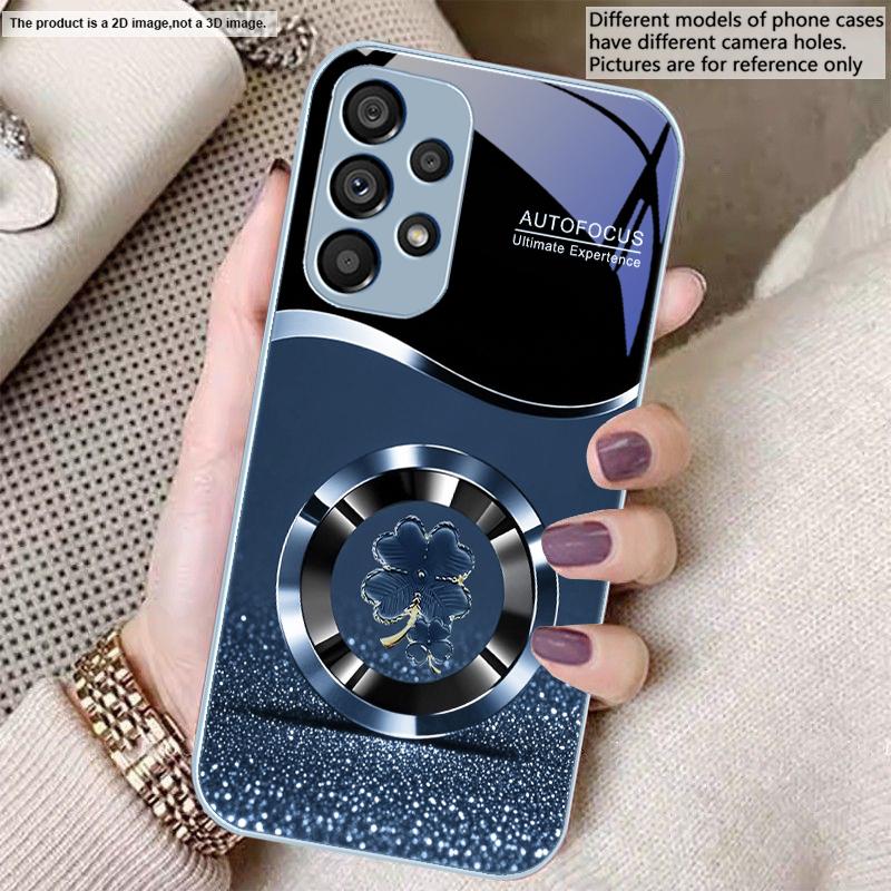 Фиолетовый Четырехлистник Для Samsung S8 S9 S10 20 U ltra S21 Pro S22 Plus S23 FE S24 Ultra S25 Edge S25Ultra Стеклянный Чехол для Телефона