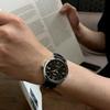 Автоматические мужские часы JIOS японского производства, натуральная кожа, сапфировое стекло, черный, ремешок, (черный ремешок с тиснением под крокодила)