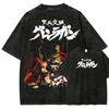Футболка Tengen Toppa Gurren Lagann Spiral Power Винтажная стирка Y2k Эстетика Унисекс Оверсайз Короткий рукав Ретро Уличная одежда