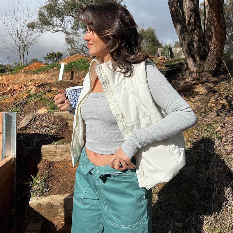 Womens Scoop Neck Long Sleeve T-Shirts Casual Basic Ribbed Crop Knit Tops Spring Autumn Slim Fit Solid Color Bottoming Shirt