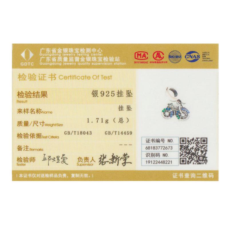 BAMOER 925 Sterling Silver Crystal Bike Bicycle Shape Pendant Charms Fit Bracelets & Necklace