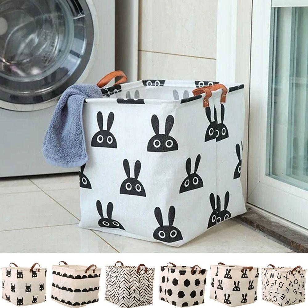 Корзина для белья большой емкости из хлопка и льна, корзина для белья с милой печатью, настольная корзина для белья