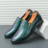 Fashion Business Men Loafers Green PU One-foot Casual Comfortable and High-end Small Leather Shoes for Office and Social Use Size 38-46