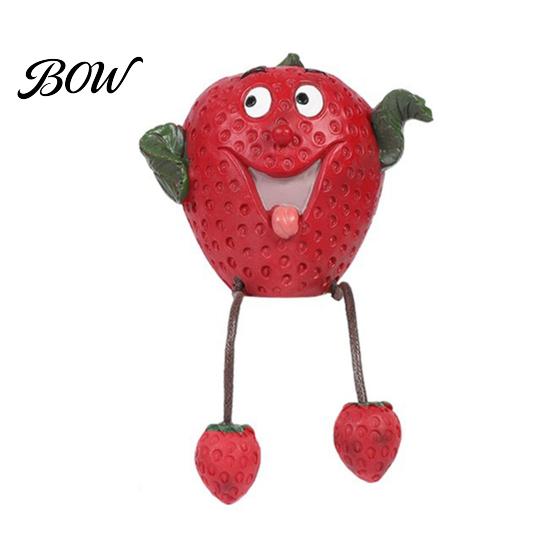 Whimsical Fruit Sculptures Resin Shelf Sitter Figurines with Flexible Dangling Legs, Hanging Edge Statues, Cute Character Desktop Ornaments