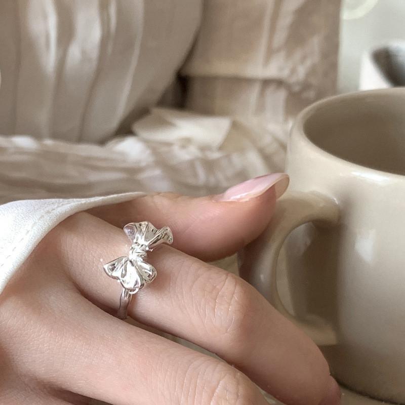 Современное кольцо с открытой шинкой и бантом в корейском стиле, идеально подходящее для стильных женщин