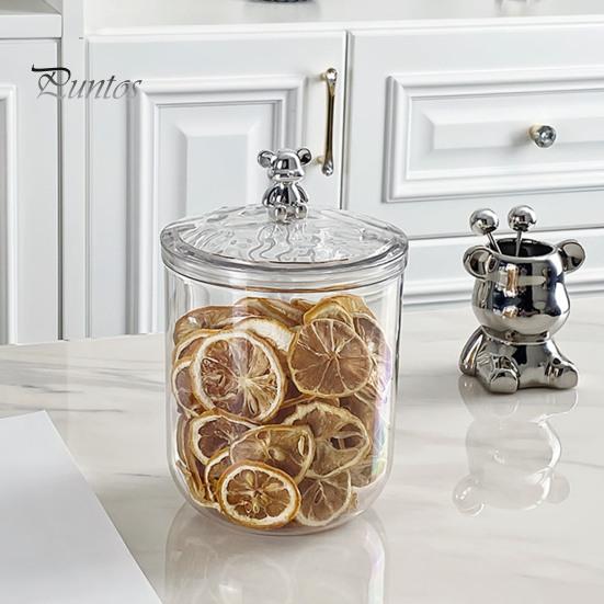 Прозрачная герметичная банка на 900/1400 мл с медвежьей ручкой, герметичная крышка, большая вместимость, многофункциональный контейнер для галантерейных товаров, орехов, зерновых, приправ, контейнер для чайных листьев