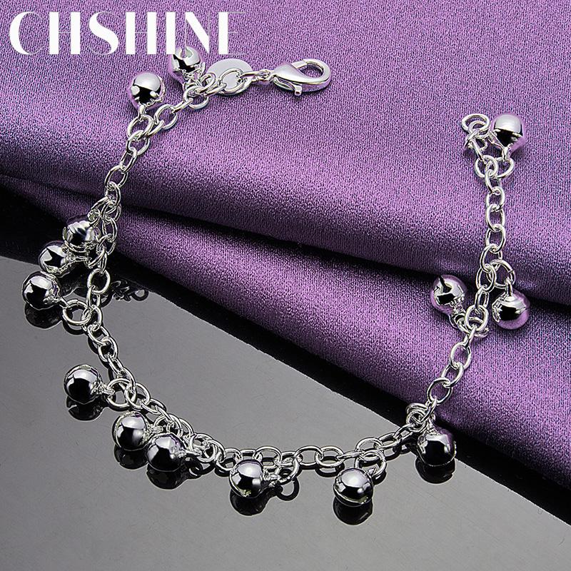 CHSHINE Браслет-подвеска из стерлингового серебра 925 пробы, круглый, квадратный, с римским узором, модное шармовое украшение, 20 см 8 дюймов