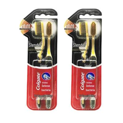 Тонкая мягкая зубная щетка Charcoal Gold, 4 шт.
