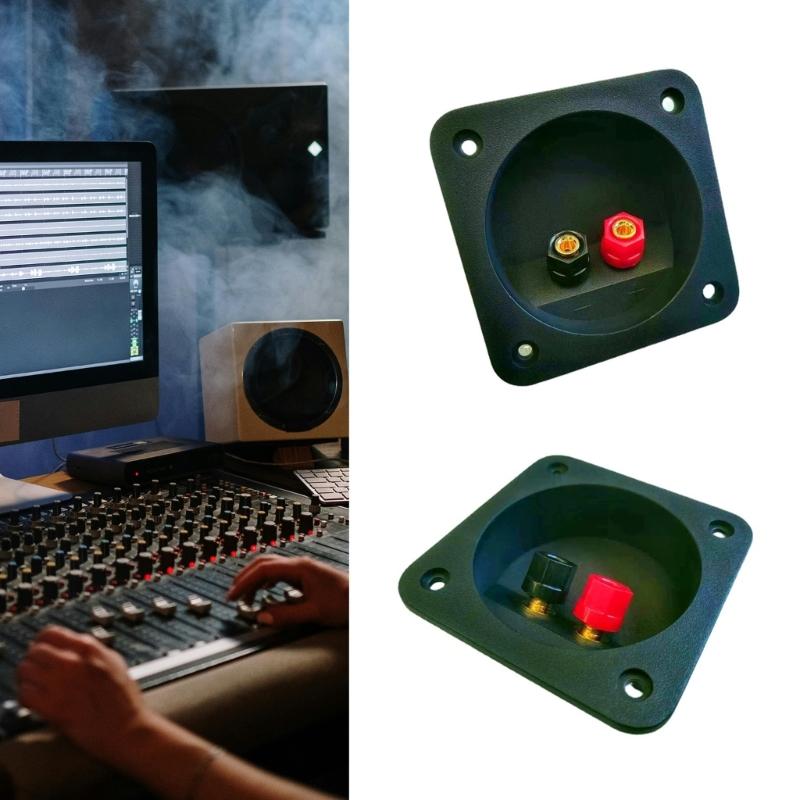 2 Way Speaker Box Clamp, DIY Home Car Stereoes Binding Post Square Spring Cup Connectors Speaker Junction Box Back Panel