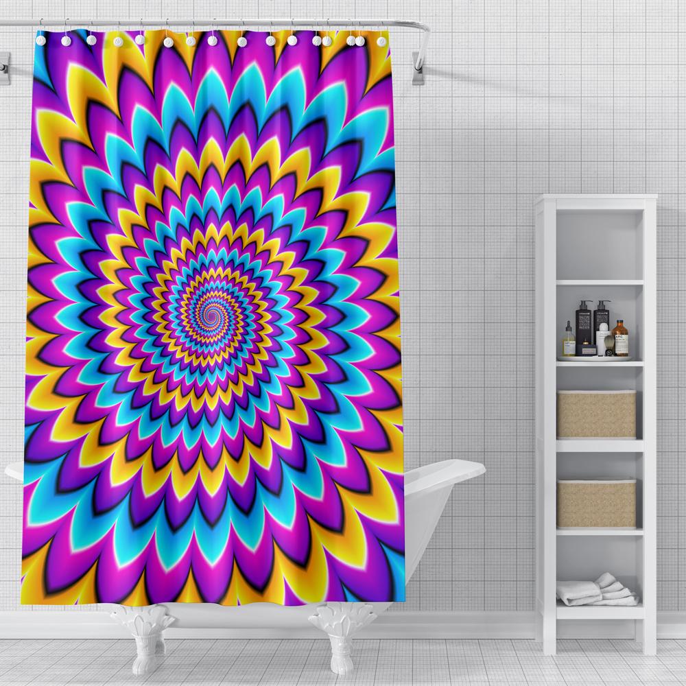 3D Flower Dolphin Bohemian Geometric Print Shower Curtain with Roller Hooks Modern Decorative Elegant Bathroom Curtains 180x180cm