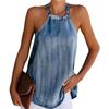 Женская джинсовая майка без рукавов с лямкой на шее, повседневная джинсовая бретелька с круглым вырезом