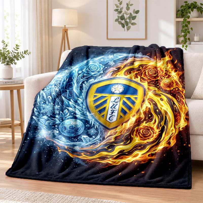 Leeds United Football Printed Flannel Blanket Warm Comfort Bed Throw For Indoor Home Decoration