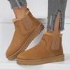 Solid Color Flannel Snow Boots with Thick Sole and Elastic Band for Comfort