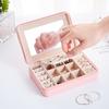 Portable Jewelry Storage Box with Mirror Inside, Earrings, Stud Rings, Hand Jewelry Storage Traveling Box, Gift for Mother`s Day and Christmas
