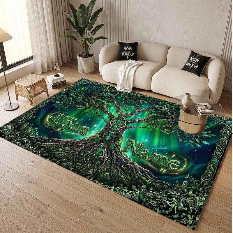 Sunset Landscape Theme Soft Crystal Velvet Rug Custom Name & Text Print Non Slip Floor Rug for Bedroom Living Room
