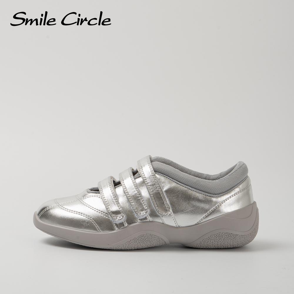 Leather Women Casual Shoes Round Toe Buckle Flat Shoes Fashion Comfortble Sneakers