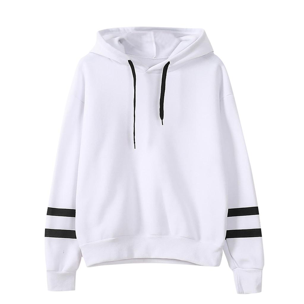 Women's Fashion Casual Loose Long Sleeve Solid Color Hooded Sweatshirt Blouse