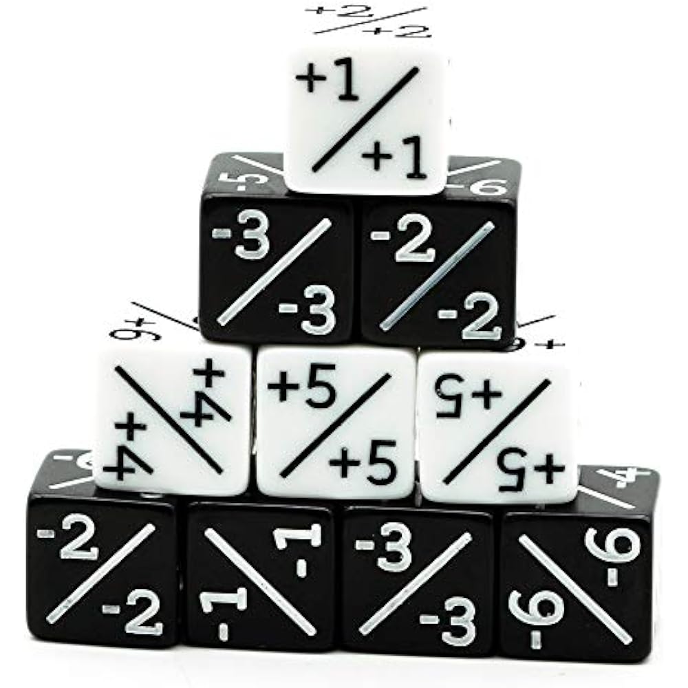 HDDais Счетчик кубиков D6 Кубики Белый +1/+1 и Черный -1/-1 Магия: Сбор и Другие Игры ККИ М...