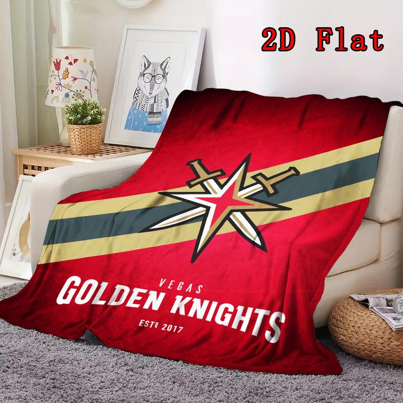 Vegas Golden Knights Print 2D Flat Pattern Flannel Blanket High quality All Seasons Warmth and Comfort Perfect for Christmas Gifts.