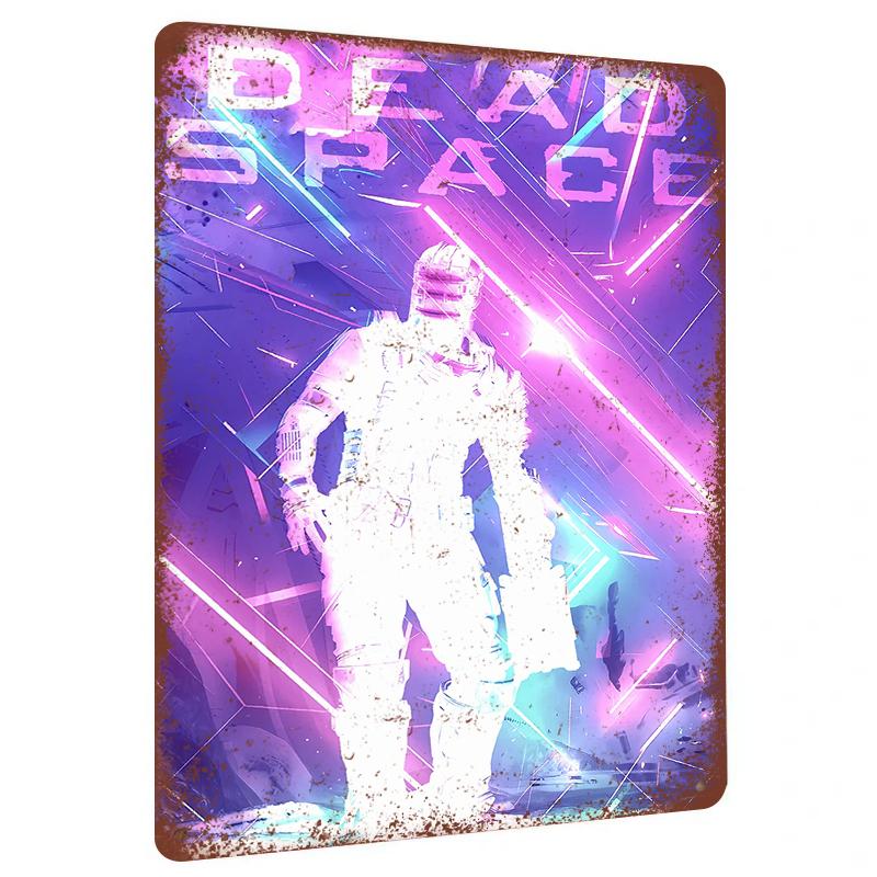 Dead Space Neon Light Effect Metal Wall Art Decorative Iron Painting for Game Room Home Decoration