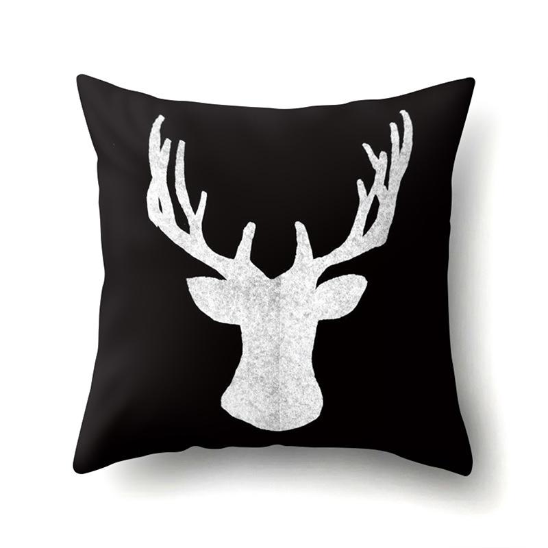 Polyester Pillowcase Automobile Decoration Home Printed Deer Pillowcase Waist Cushion Cover Car Cushion Head Cushion Cover