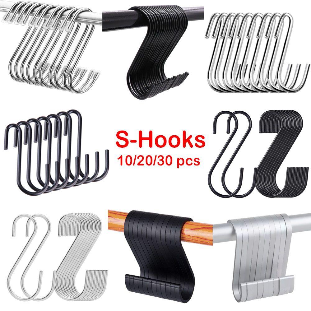 10/15/20/25/30pcs Household Organizer Stainless Steel Storage Rack Hanger Clasps Hooks S Shaped Hook