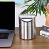 Dust-proof Mini Flip Trash Can Stainless Steel Creative Storage Bin Desktop Trash Can  Makeup Brush