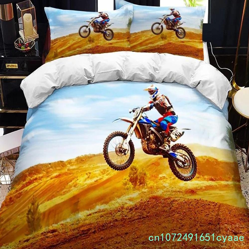 3D Print  Motorcycle Rider Bed Bedding Set Motorcycle Duvet Cover Set With Pillowcase 2/3pcs Comforter Cover For Bedroom Decor