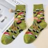 1 Pair Women's Cozy Cotton Crew Socks Sushi Carrot Watermelon Ice Cream Avocado Egg Hamburger Pattern Street Cartoon Funny Socks
