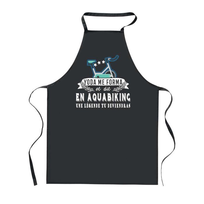 Tablier de cuisine - PLANETEE - Aquabiking Légende Humour - Noir - 90x60 cm - Coton épais