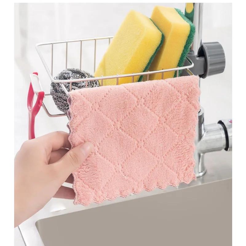 1 шт. Стеллаж для хранения кранов, кухонная мойка из нержавеющей стали, бытовая губка, полка для мытья посуды и сушки
