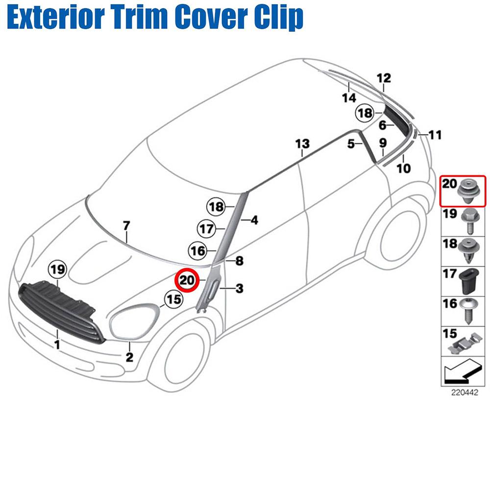 20 шт. Клипса накладки экстерьера 6991Z1 51139804996 30648141 Для BMW Countryman