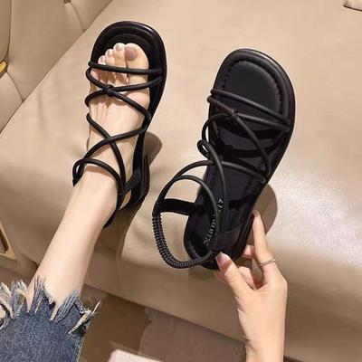 2025 Новые сандалии Женские летние на плоской подошве Повседневная пляжная обувь Толстая подошва Универсальная верхняя одежда Для путешествий Повседневная обувь