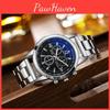 Новые Модные Мужские Кварцевые Часы Синяя Подсветка Подарок Стальной Ремешок Мужские Часы Оптом