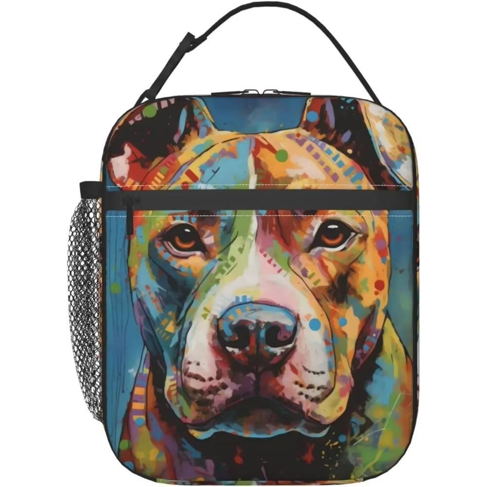 Собака Волк Картина Животные Флуоресцентная Собака Изолированная Сумка Для Обеда Для Женщин Мужчин Многоразовый Портативный Ланч-бокс Тоут с Карманом для Работы