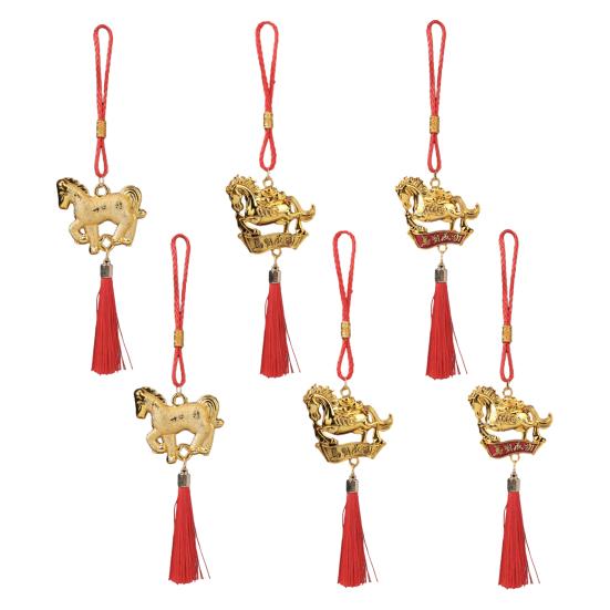 2026 Украшение Лошадь Украшение на Китайский Новый год Год Лошади Животное зодиака Кисточки Подвески для бонсай Зеркало заднего вида автомобиля