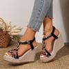 Распродажа модной женской обуви 2024 года, высококачественные женские сандалии с эластичной резинкой, летние сандалии с открытым носком, разноцветные босоножки на платформе и танкетке большого размера