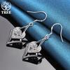 925 Sterling Silver AAA Zircon Heart Drop Earrings Jewelry