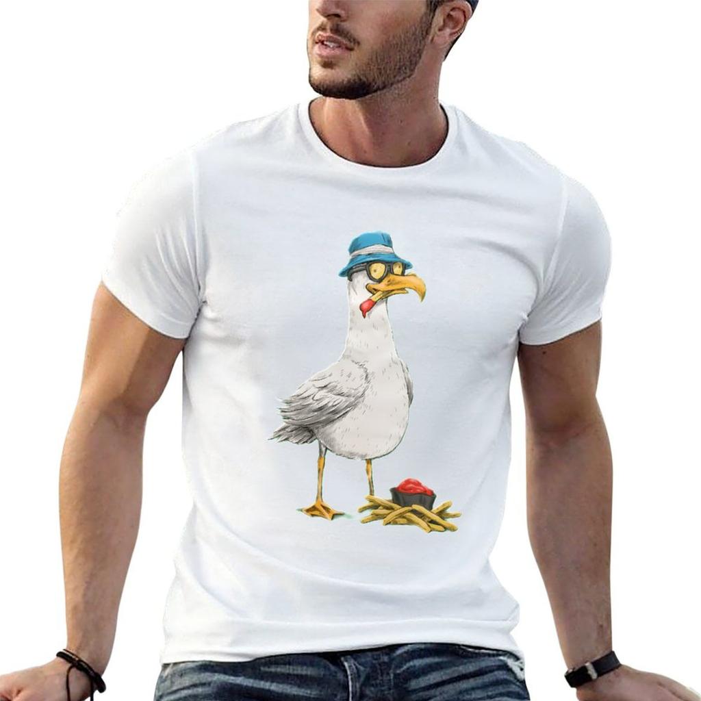 Seagull With Fries Classic Tshirt Trendy Pattern Tshirt For Men