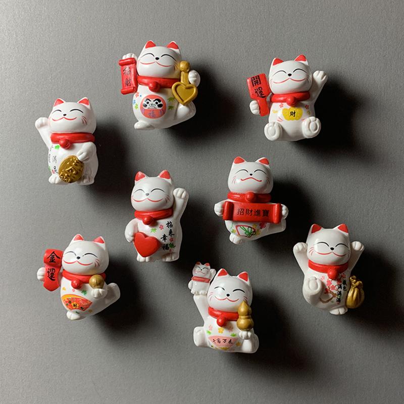 Креативный магнит на холодильник, милая декорация в виде кота Чжаоцай, магнитная наклейка, липкий блокнот, милый магнит на холодильник